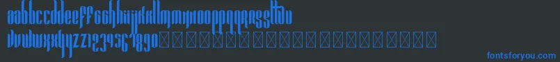 フォントPandora Bold PersonalUse – 黒い背景に青い文字