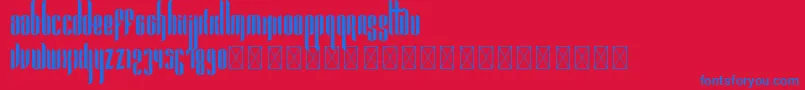 フォントPandora Bold PersonalUse – 赤い背景に青い文字