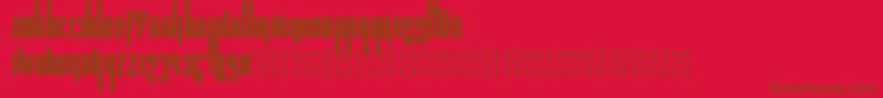 Pandora Bold PersonalUse-Schriftart – Braune Schriften auf rotem Hintergrund