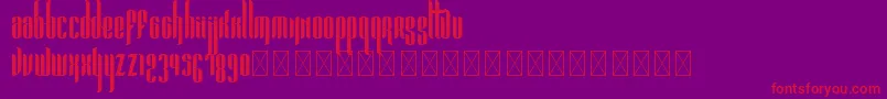 フォントPandora Bold PersonalUse – 紫の背景に赤い文字