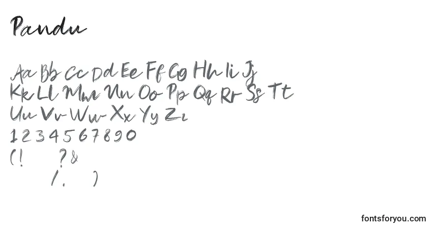 Шрифт Pandu – алфавит, цифры, специальные символы