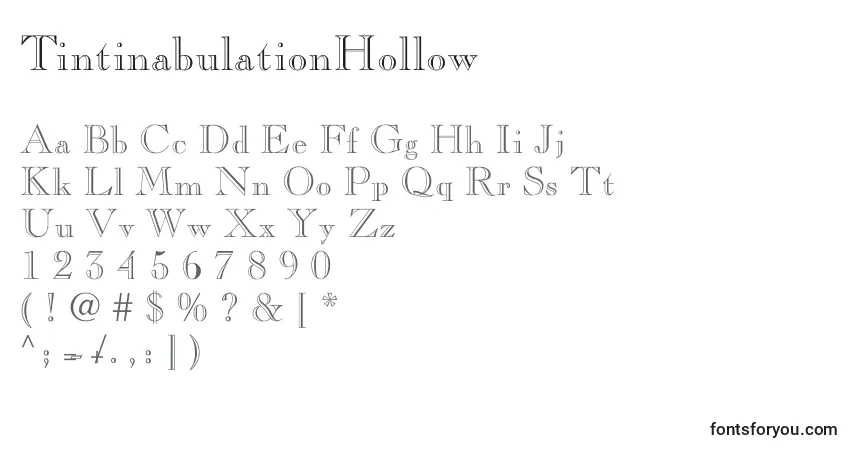 Schriftart TintinabulationHollow – Alphabet, Zahlen, spezielle Symbole