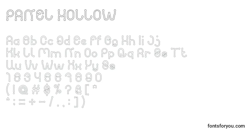 A fonte PANEL HOLLOW – alfabeto, números, caracteres especiais
