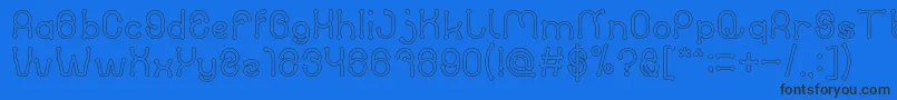 PANEL HOLLOW-Schriftart – Schwarze Schriften auf blauem Hintergrund