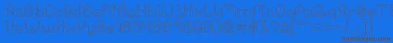 フォントPANEL HOLLOW – 茶色の文字が青い背景にあります。