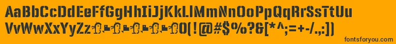 PanfletaStencil ExtraBoldフォントについての詳細 フォントPanfletaStencil ExtraBold – 黒い文字のオレンジの背景