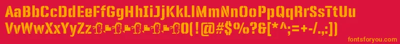 PanfletaStencil ExtraBold Font – Orange Fonts on Red Background