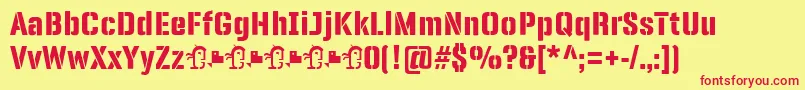 Fonte PanfletaStencil ExtraBold – fontes vermelhas em um fundo amarelo