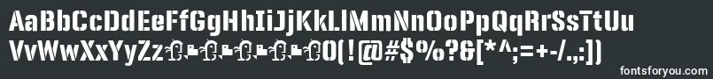 フォントPanfletaStencil ExtraBold – 黒い背景に白い文字