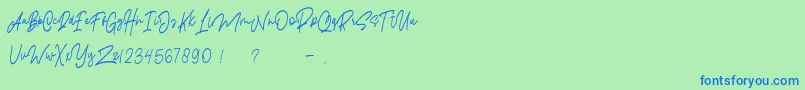 Шрифт Pangoline Demo  Personal Use  – синие шрифты на зелёном фоне