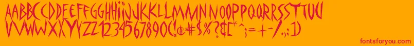 Panophobia-Schriftart – Rote Schriften auf orangefarbenem Hintergrund