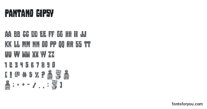 Czcionka Pantano Gipsy – alfabet, cyfry, specjalne znaki