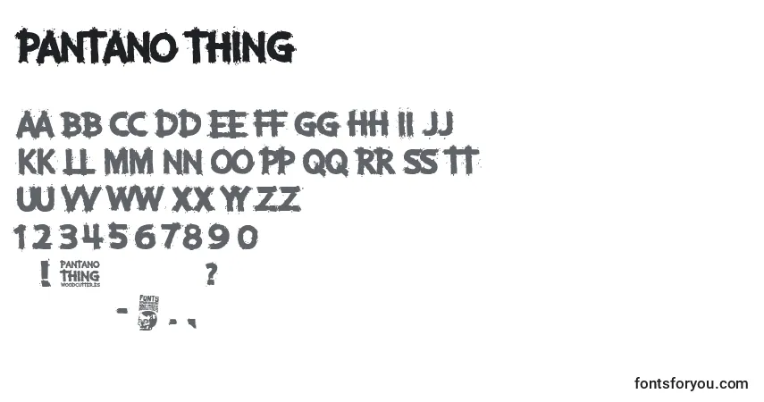 Schriftart Pantano Thing – Alphabet, Zahlen, spezielle Symbole