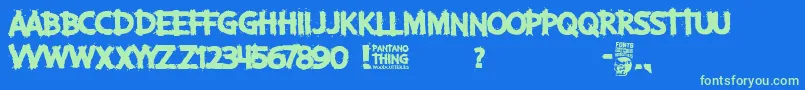 Pantano Thing Font – Green Fonts on Blue Background