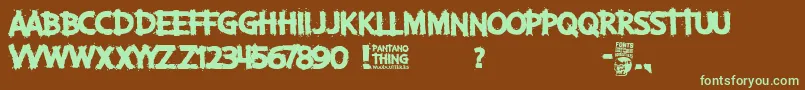 Pantano Thing Font – Green Fonts on Brown Background