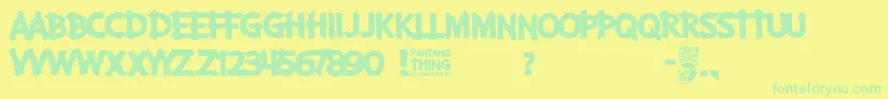 Pantano Thing-Schriftart – Grüne Schriften auf gelbem Hintergrund