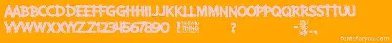 Pantano Thing-Schriftart – Rosa Schriften auf orangefarbenem Hintergrund