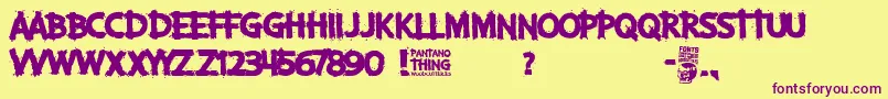 Pantano Thing Font – Purple Fonts on Yellow Background