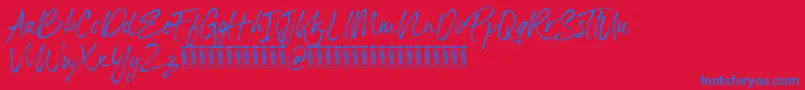 Panterick Demo Version-Schriftart – Blaue Schriften auf rotem Hintergrund