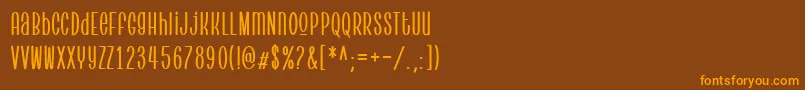 Pantura-Schriftart – Orangefarbene Schriften auf braunem Hintergrund
