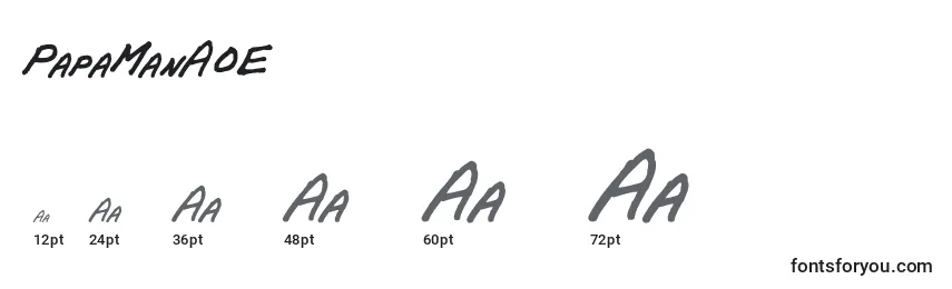 Размеры шрифта PapaManAOE (136468)