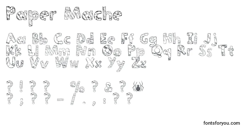 Czcionka Paper Mache – alfabet, cyfry, specjalne znaki
