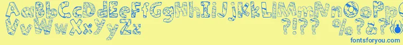 Paper Mache Font – Blue Fonts on Yellow Background