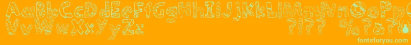 Paper Mache Font – Green Fonts on Orange Background