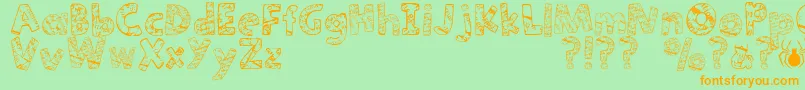 Paper Mache Font – Orange Fonts on Green Background