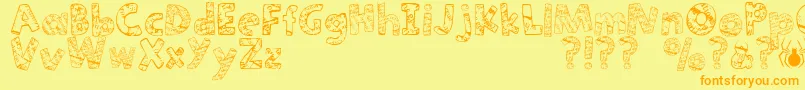 Paper Mache Font – Orange Fonts on Yellow Background