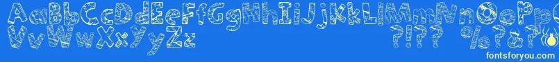 Paper Mache Font – Yellow Fonts on Blue Background