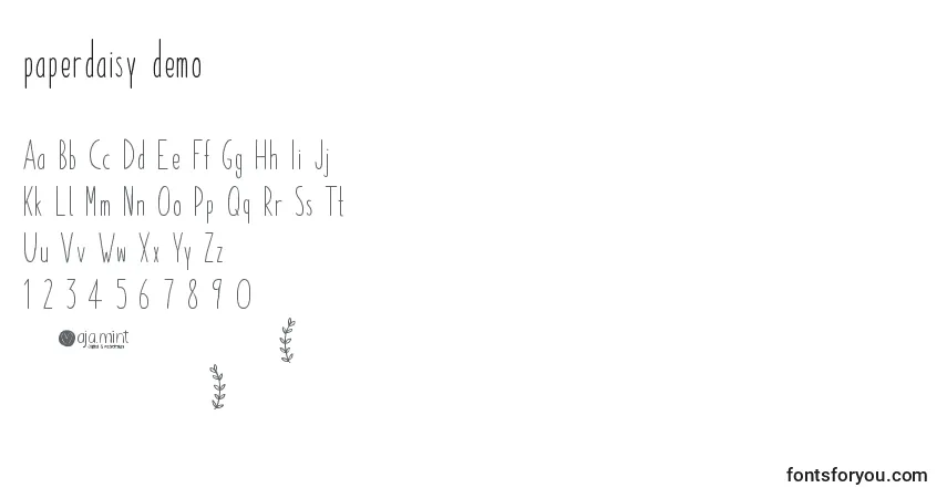 Schriftart Paperdaisy demo – Alphabet, Zahlen, spezielle Symbole