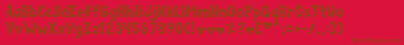 Fonte paperhearts – fontes marrons em um fundo vermelho