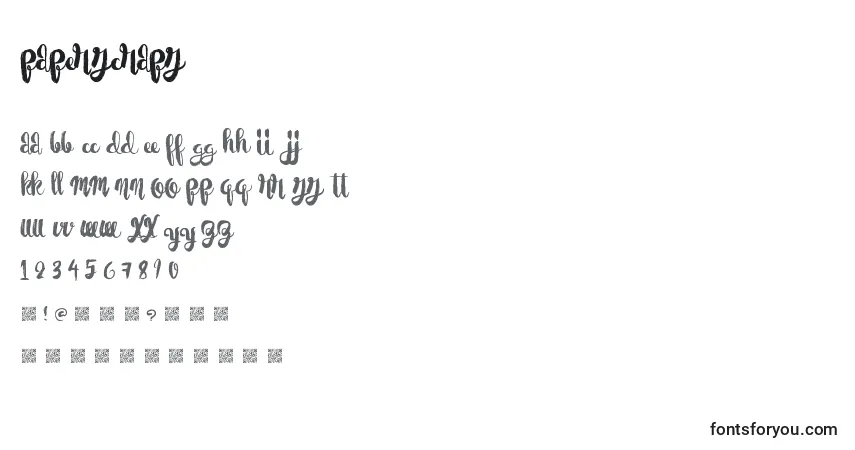 Czcionka PaperScraps – alfabet, cyfry, specjalne znaki
