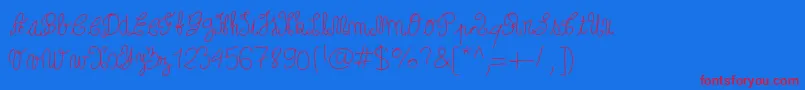 Papoune Font – Red Fonts on Blue Background