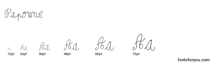 Размеры шрифта Papoune