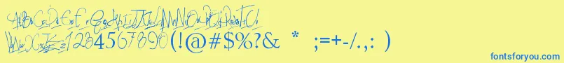 フォントPapposBlues    font – 青い文字が黄色の背景にあります。