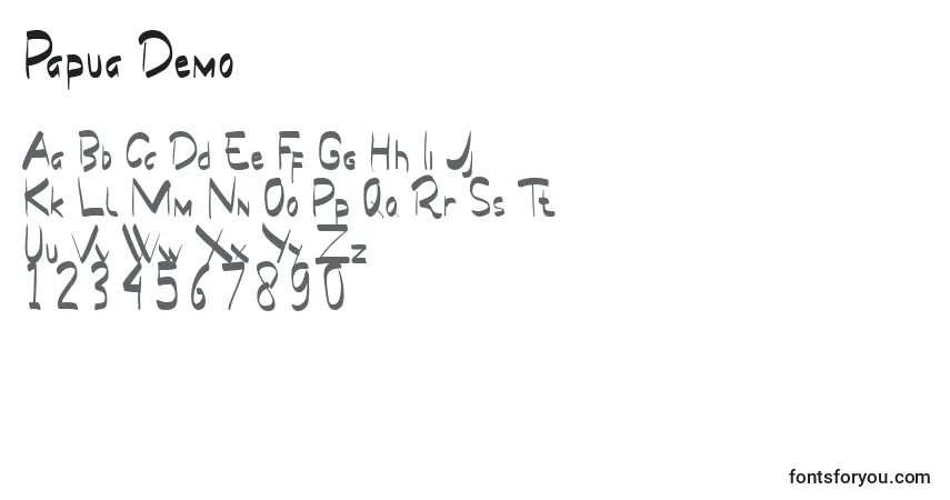 Шрифт Papua Demo – алфавит, цифры, специальные символы