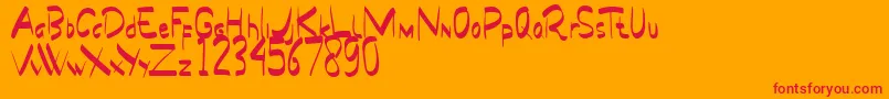 フォントPapua Demo – オレンジの背景に赤い文字