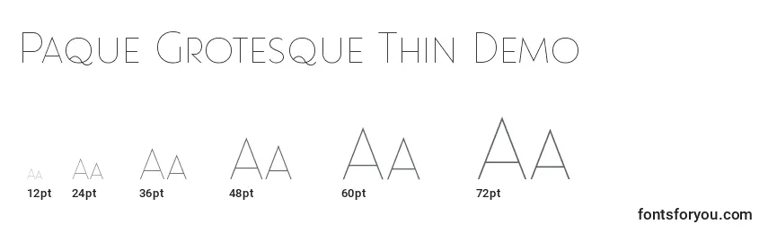 Paque Grotesque Thin Demo Font Sizes