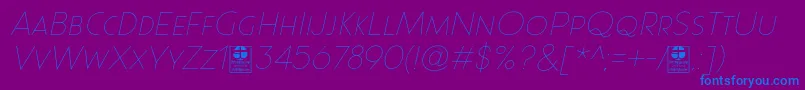 Paque Grotesque Thin Italic Demo Font – Blue Fonts on Purple Background