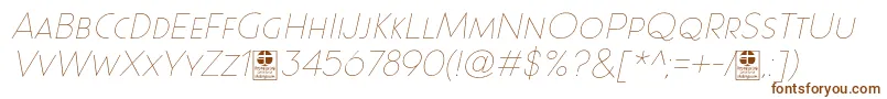 Paque Grotesque Thin Italic Demo-Schriftart – Braune Schriften auf weißem Hintergrund