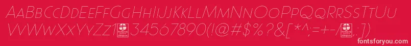 Paque Grotesque Thin Italic Demo Font – Pink Fonts on Red Background