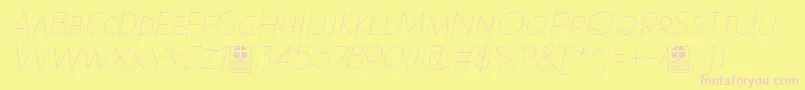 Шрифт Paque Grotesque Thin Italic Demo – розовые шрифты на жёлтом фоне