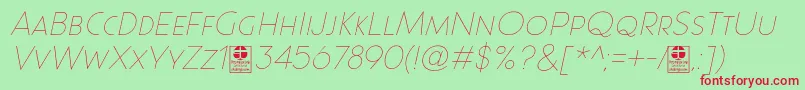 Police Paque Grotesque Thin Italic Demo – polices rouges sur fond vert