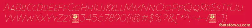 More about Paque Grotesque Thin Italic Demo Font Paque Grotesque Thin Italic Demo Font – Yellow Fonts on Red Background