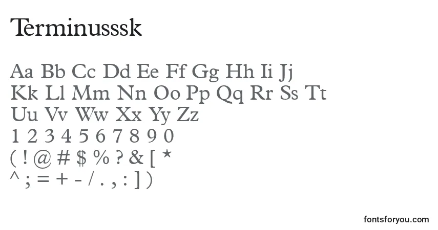 A fonte Terminusssk – alfabeto, números, caracteres especiais