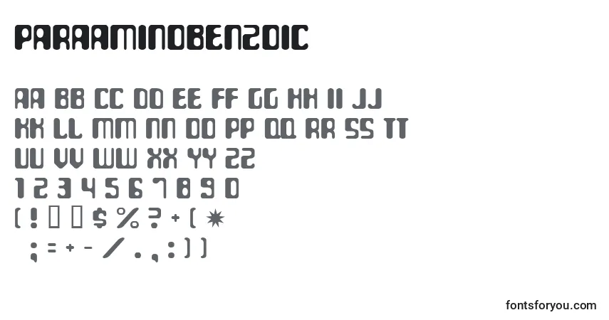 Schriftart Paraaminobenzoic (136480) – Alphabet, Zahlen, spezielle Symbole