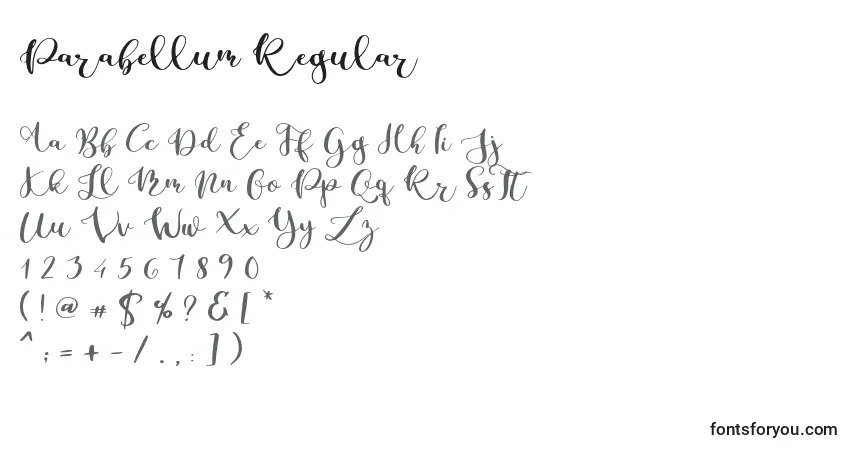 Schriftart Parabellum Regular (136482) – Alphabet, Zahlen, spezielle Symbole