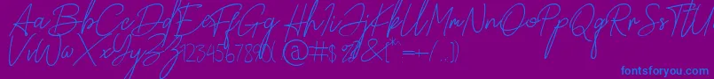 Paradise in Bali Signature Font – Blue Fonts on Purple Background